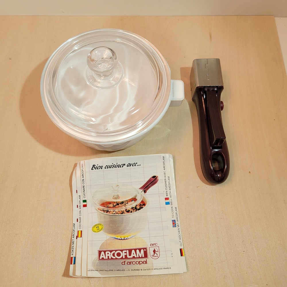 Arcopal ARCOFLAM White‎ Ceramic Casserole Dish Glass Lid Detachable Handle